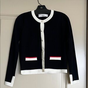 Zara Monochrome Cardigan with Red Trim